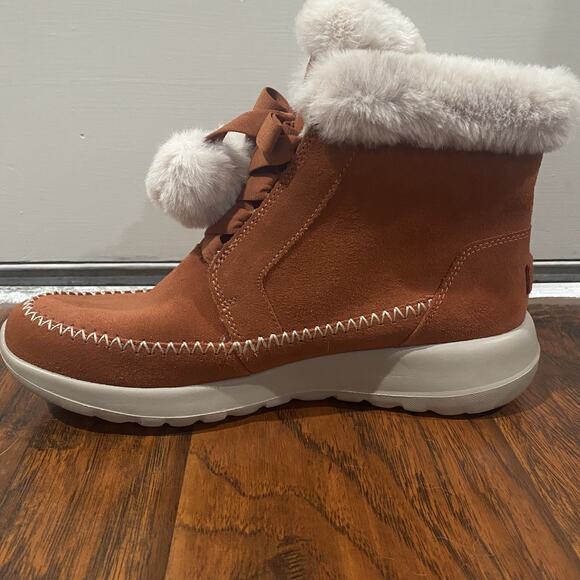 Skechers Women’s Suede Ankle Winter Boots Sz 11 Chestnut On The Go Joy Hibernate - Picture 7 of 9